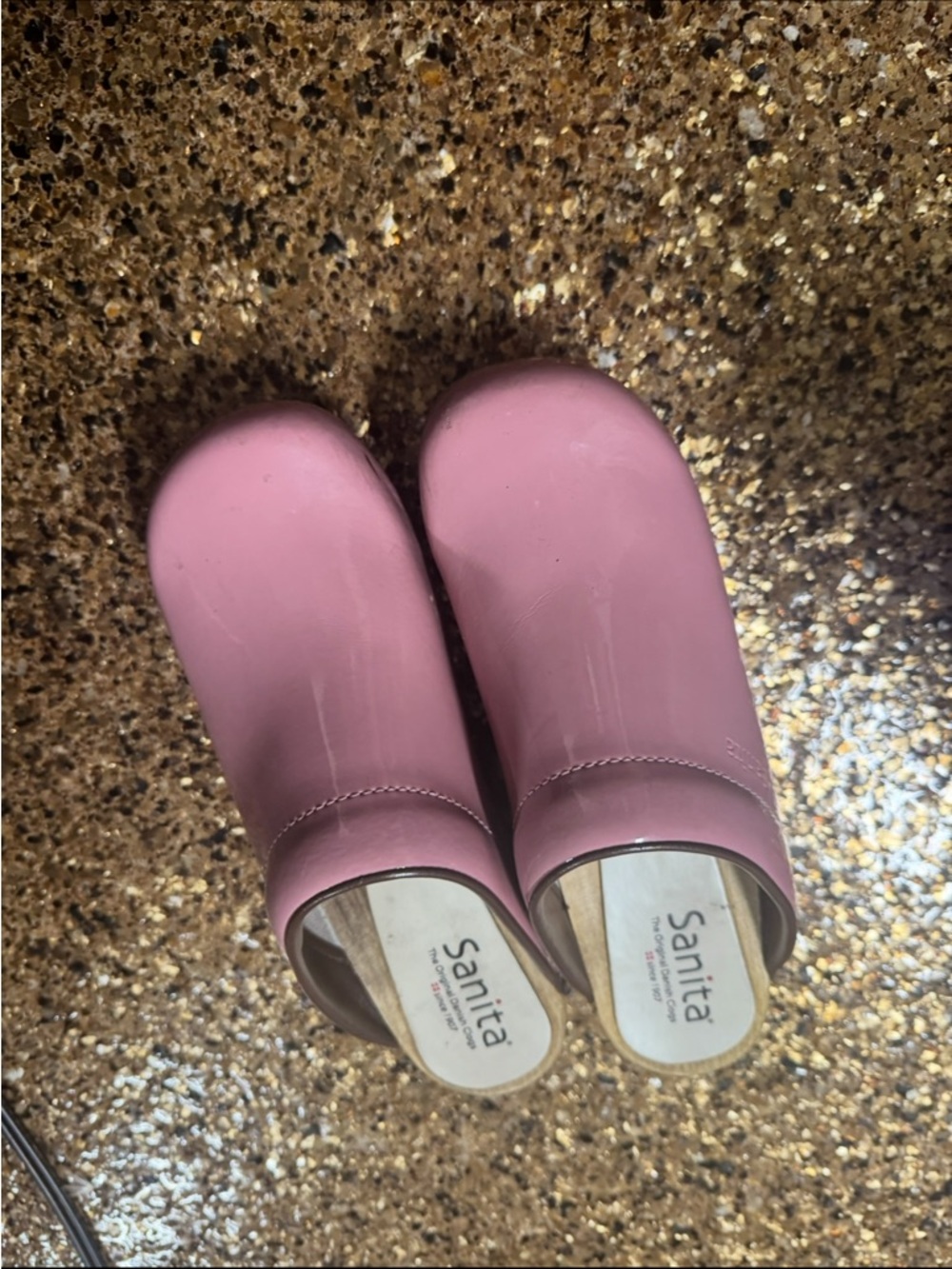 Sanita Pink Leather Clogs